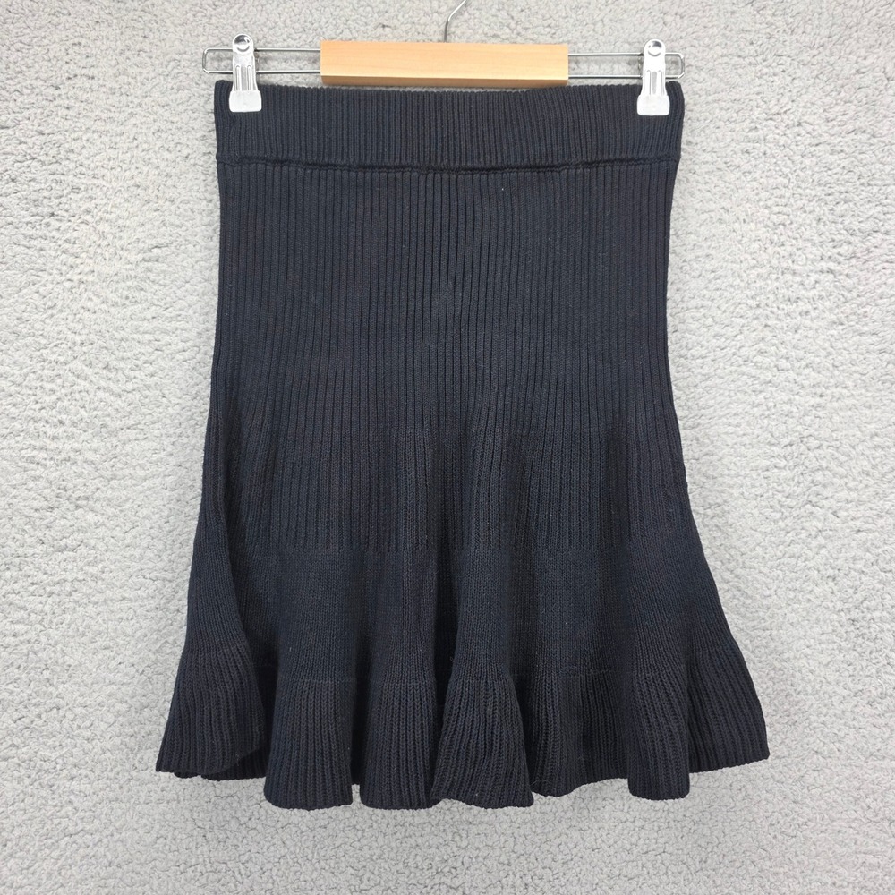 Free People Black Ribbed Circle Skirt